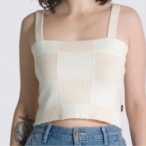 Vans Cream and White Plaid Crop Top